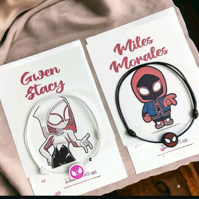 (2pcs) gelang couple pasangan sahabat spiderman miles and gwen tali 1mm gelang mine and yours model 