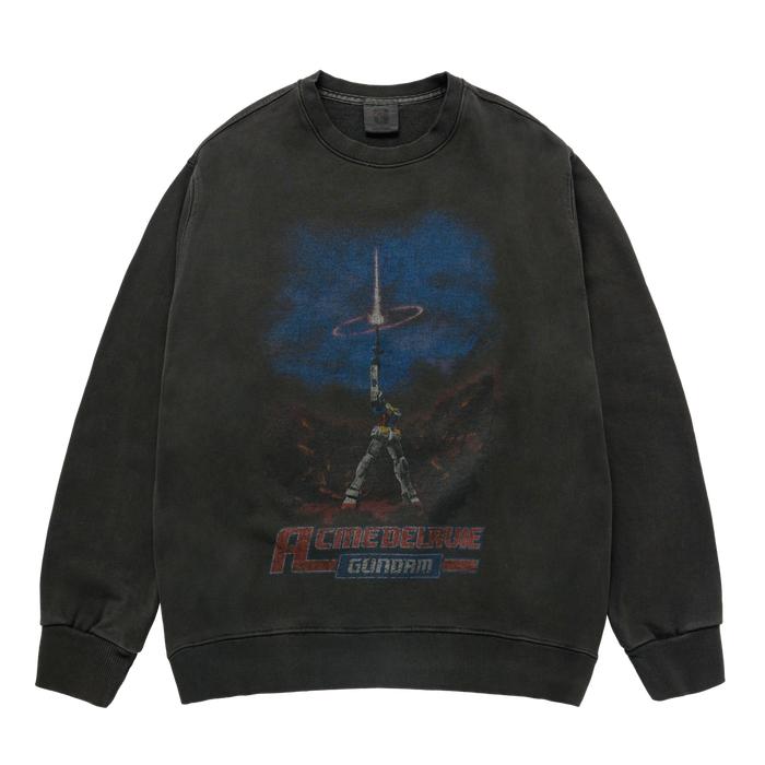 ADLV Mobile Suit Gundam Last Shooting Pigment Washing Sweatshirt Charcoal - Sweater Oversized Fit Un