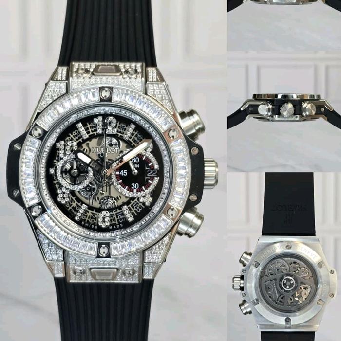 Jam Tangan Luxury no.1Hublot Limited edition Big Bang King Rose Gold Rainbow Silver Dial 44mm_Fullse