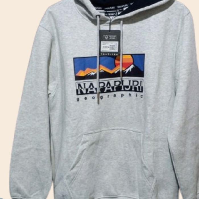 Hoodie Napapijri Ori untuk Pria dan Wanita - Zipper, Tebal, Distro, Fleece, Oblong, Hitam, Sweater, 