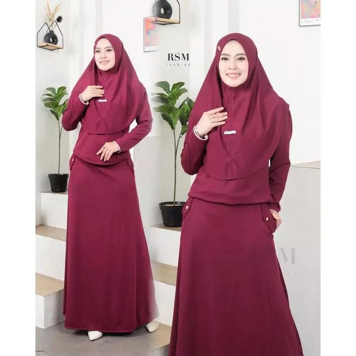 Diva Set Rok Bahan Knit Setelan Rok Set kerudung Terbaru Setelan RSM