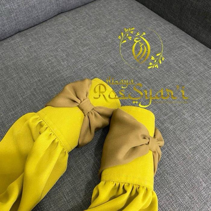 1 Setel Gamis Milpa Caltry Khimar Mix Warna Kombi, Manset Pita Besar + Kombi Pemda + YKK Gold
