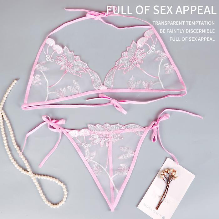PROMO Missoofficial.id BS2044 Lingeri Wanita Set CD Bra lingeri Set Lace Motif Transparan Bunga Bord