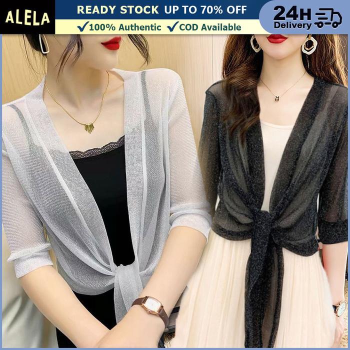 NEW Cardigan Transparan Sifon Pesta Outer Knit Cardigan Premium Wanita Lengan Panjang