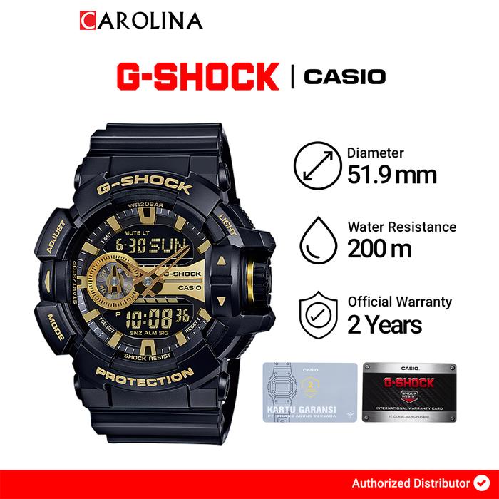 Jam Tangan Pria Casio G-Shock GA-400GB-1A9 Gold Bezel Metalic Dial Black Resin Band Watches