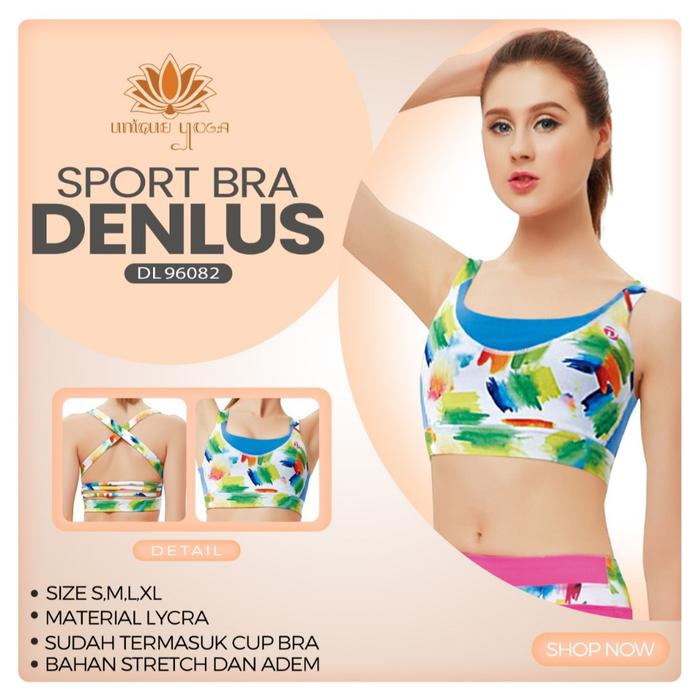 Baju Yoga / Bra Yoga Sport / Bra Yoga Gym DL 96082 Putih Biru Corak / Sports Bra Motif / Sport Bra M