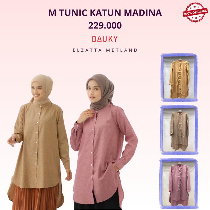 Dauky M tunic katun madina atasan wanita panjang polos terbaru original bahan katun madina