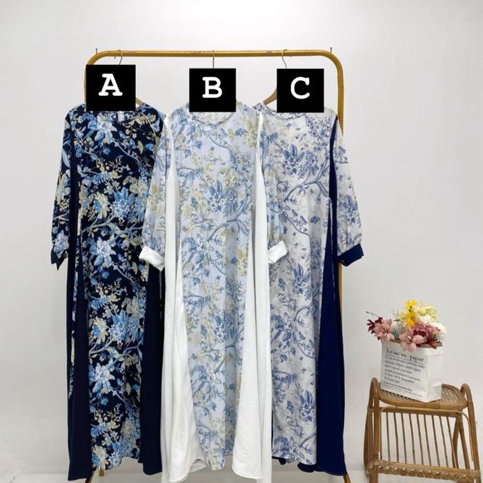 071 gamis armani silk printing premium  Ld 110cm muat sampai bb 70kg Muslim Wanita Dress Linen Mewah