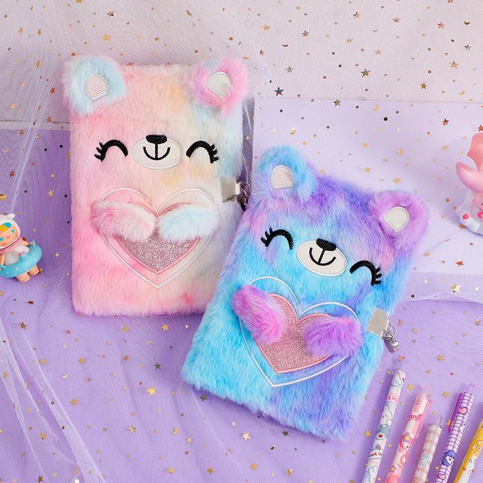 Buku Diary Gembok Bear Love Buku Tulis Harian Diary Bulu Original Kertas Paper Stationery Paper Stat
