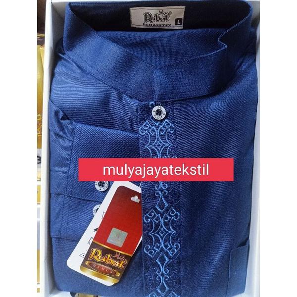 baju kemeja koko rubat atlas lengan panjang kancing