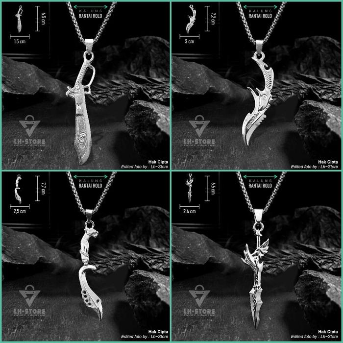 Kalung Titanium Liontin Pedang Imam Ali Zulfikar Kaligrafi Arab Islam Muslim Pria Wanita