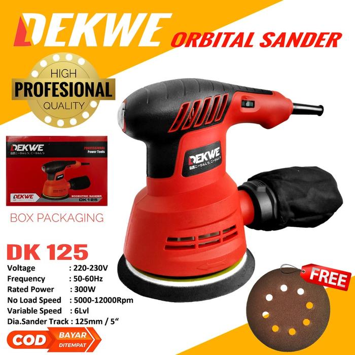 Mesin Amplas Orbital Sander Bulat 5 Inch Dekwe DK125 Poles Kayu Tembok / NRT 945