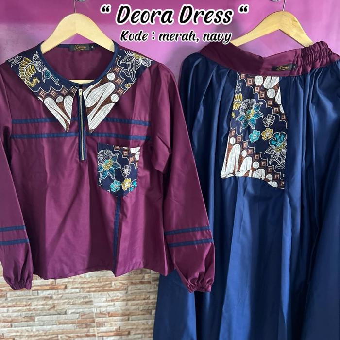 Laysha Dress - Deora Dress Setelan Wanita Terbaru Kekinian / Setelan Baju Muslim Linen mix Katun