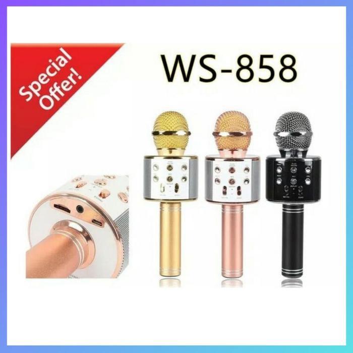 Mic Karaoke Wireless Microphone Bluetooth WSTER WS-858 Mic Speaker