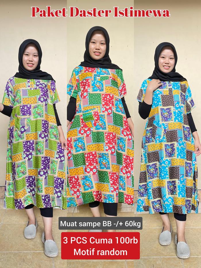 PAKET AG 3PCS 100RB, DASTER ISTIMEWA Wanita Rayon Bumil Panjang Tidur Kancing Dewasa