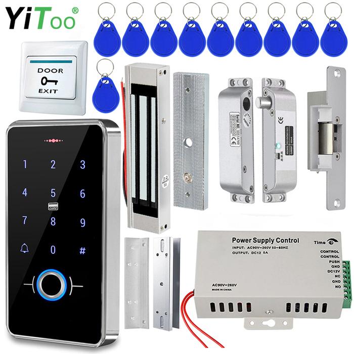 YiToo RFID Fingerprint Access Control System Door Lock, IP68 Fully Waterproof Electric Lock Set For 