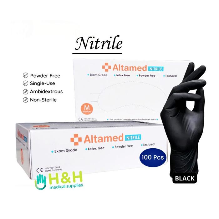 Altamed Nitrile Black / Altamed Nitrile Black No Powder / Sarung Tangan Nitrile Black Altamed / Saru