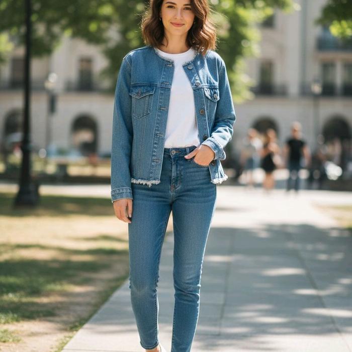 JAKET JEANS CEWEK THRIFT Wanita Denim Blazer