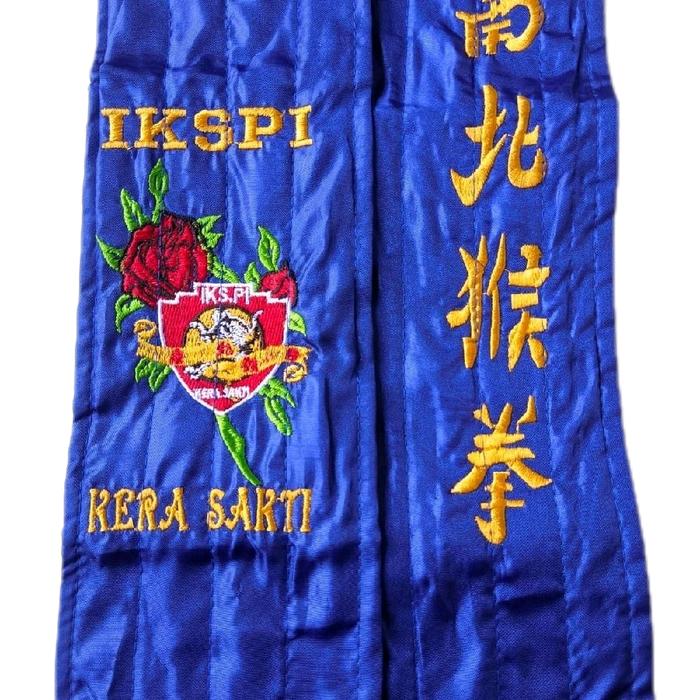 IKSPI Sabuk Biru Kera Sakti Bahan Standart Motif Mawar Bordir untuk Pencinta Kostum
