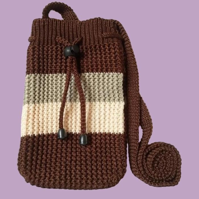 TAS HP  WANITA RAJUT  MODEL SERUT TERMEWAH  Hitam dompet  wanita dompet  wanita Selempang
