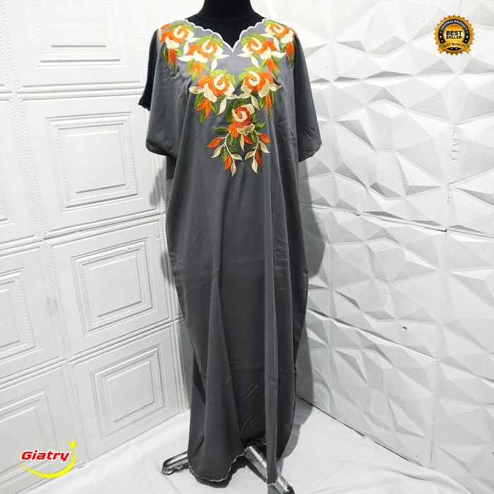 Daster bordir motif bunga daisy/ daster bordir wanita bahan rayon/ daster premium/Daster Polos Bordi