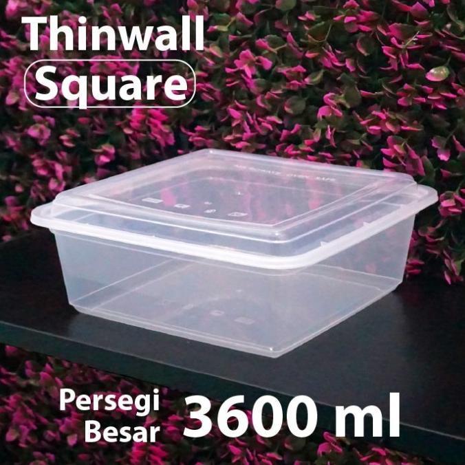 (Cooger) Thinwall Persegi Besar 3600 Ml Dm - Wadah Kotak Kue - Square Sq