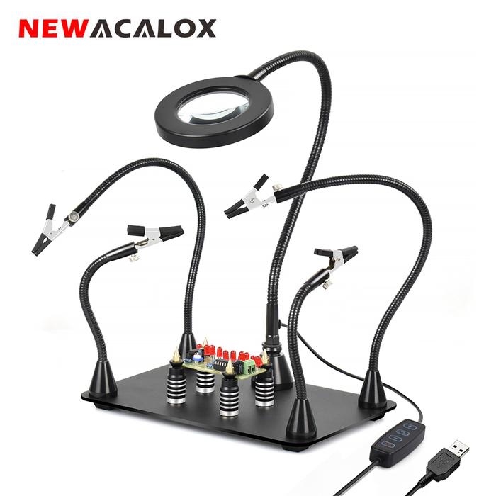 NEWACALOX Magnetic PCB Circuit Board Holder Flexible Arm Soldering