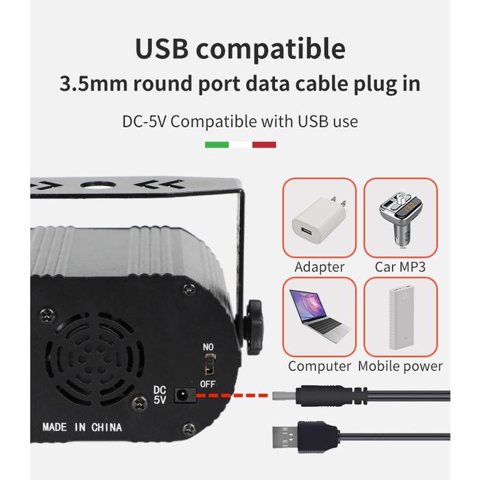 Pola Aurora Baru Lampu Pesta Laser Dj Lampu Utara Lampu Laser Strobo USB untuk Lampu Proyektor Pangg