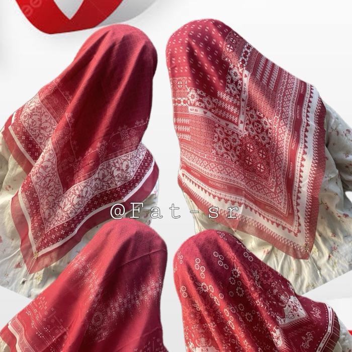 Hijab Segi Empat voal umama motif merah putih