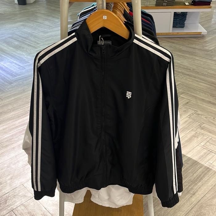 3second sporty hp-S11052515HT jaket parasut tracksuit hitam dengan list pria wanita Bomber Keren Uni
