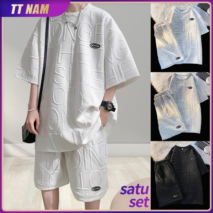 Baju Setelan Pria Korea Kaos Oversize Pria Distro Baju Korea Cowok Kaos Celana Set Pria Baju Set Pri