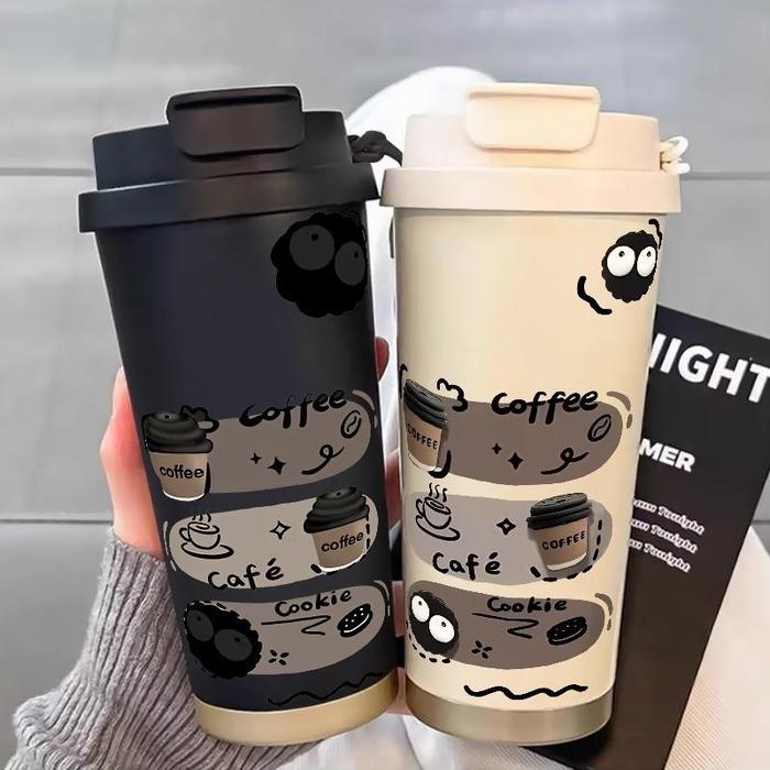 Tumbler CUP 500 ML Artistic Simple Polanya Coffee Label Termos Custom Kopi Stainless Steel Dengan