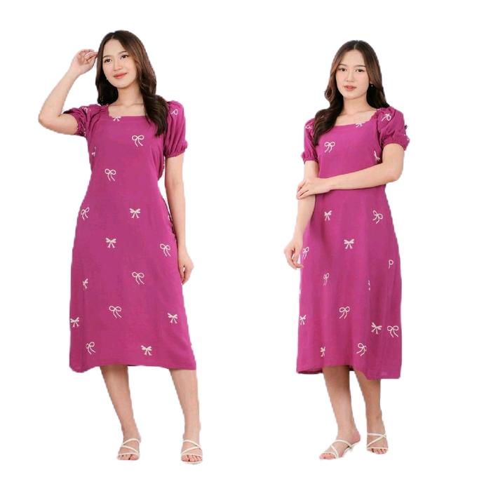 Aqila Daster Rayon Motif Pita Remaja Cantik Terbaru Nyaman Lembut Panjang Viral Murah Baju Tidur Wan