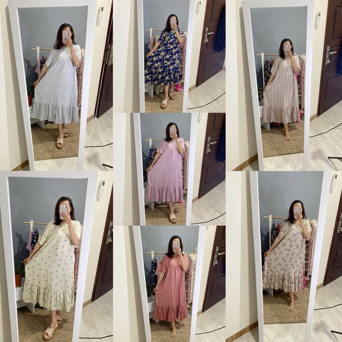 Home Dress BIG SIZE Muat Size Sampai BB 120kg++ "Series Olla" Bahan Rayon Viscose Premium Tebal Adem