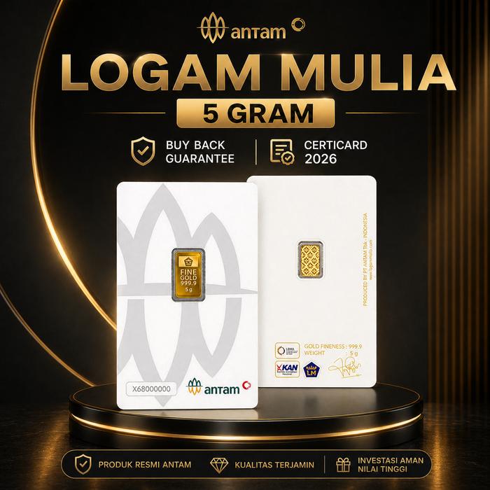 5 GR (GRAM) GOLDBAR/LOGAM MULIA/LM/EMAS BATANGAN ANTAM BERSERTIFIKAT - 5 g Retro