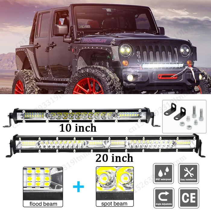 Super Slim Spot Flood Combo Beam LED Light Bar 20 Inch 10 Inch Work