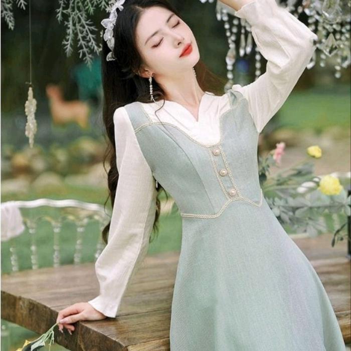 Missmoka Fiona Long Dress Gaya Vintage Klasik Eropa Dress Hijab
