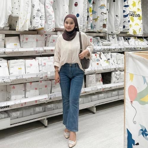 MEERA SHIRT - Kemeja Lengan Batwing Full Kancing Bahan Rayon Twill Wanita DA Grosir