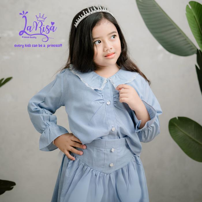 PREMIUM Yumna Setelan Rok ANAK Katun Salur By LARISAKIDSWEAROFFICIAL Baju setelan korea atasan bawah