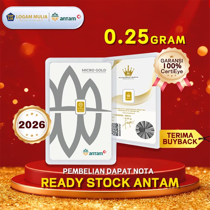 LM Emas Antam 0.25 gram Asli, Original, Certieye, 99,99%