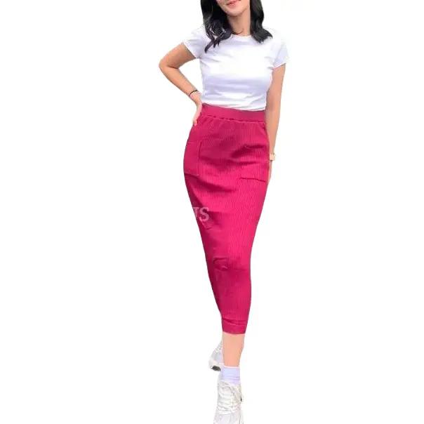 Rok Span Rajut Saku Wanita Panjang HAKKEN Korean Style Tebal Santai Maxi - Melar Kaos Mini Pendek Hi