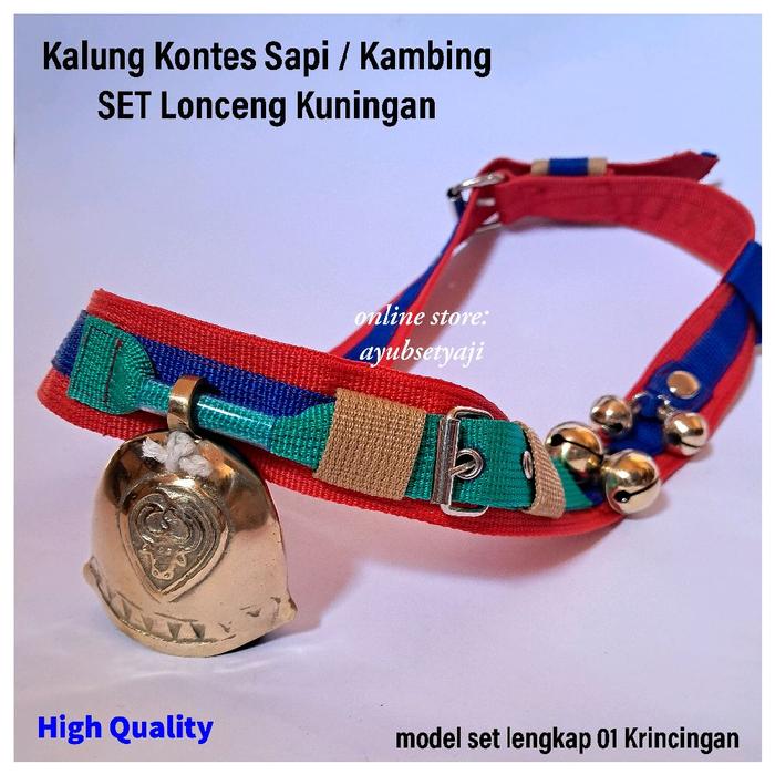 Kalung Sapi Kalung Kambing Kalung Kontes 1 SET Lengkap 02 Krincingan Lonceng Kuningan aksesoris Lonc