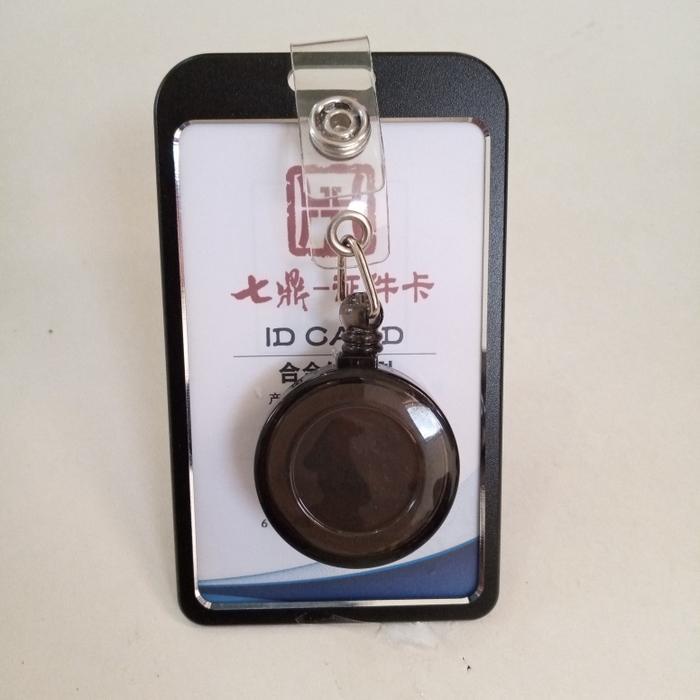 ID Card Holder Alumunium dengan Yoyo Tarik Tali Biru