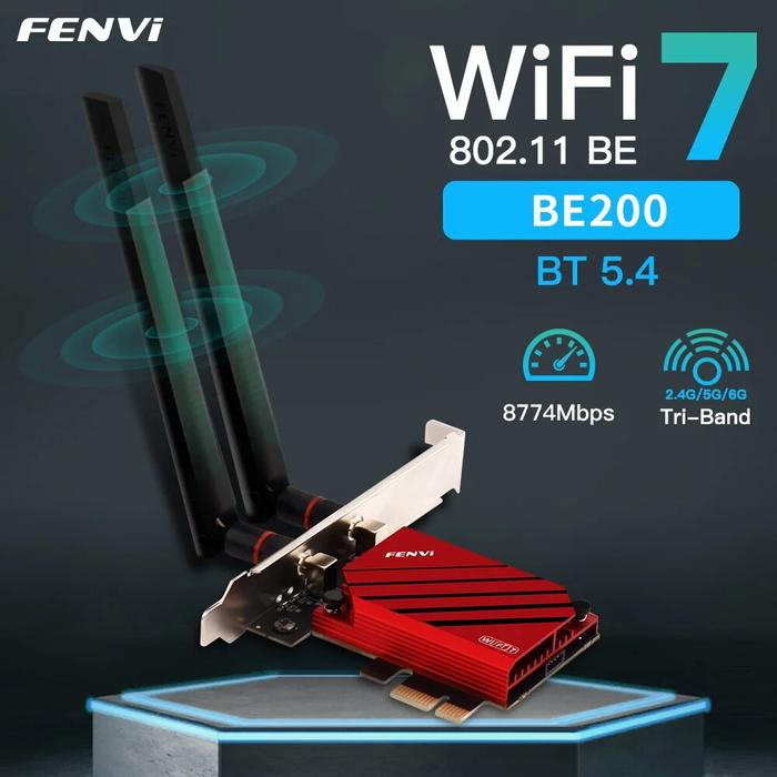 NEW FENVI 5.8Gbps WIFI7 PCIE Adapter 8774Mbps BE200 BT5.4 Gaming Tri Band2.4G/5G/6GHz Desktop Wirele