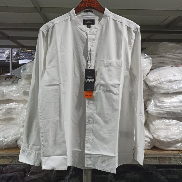 Terbaru Kemeja Koko Putih Polos Lengan Panjang Original Mgee Kenan White