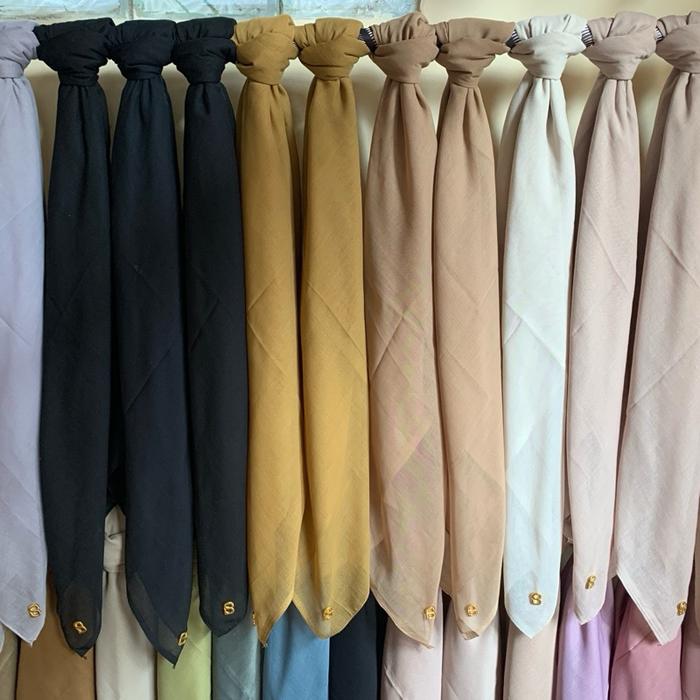 Hijab segitiga paris jadul plat button kw
