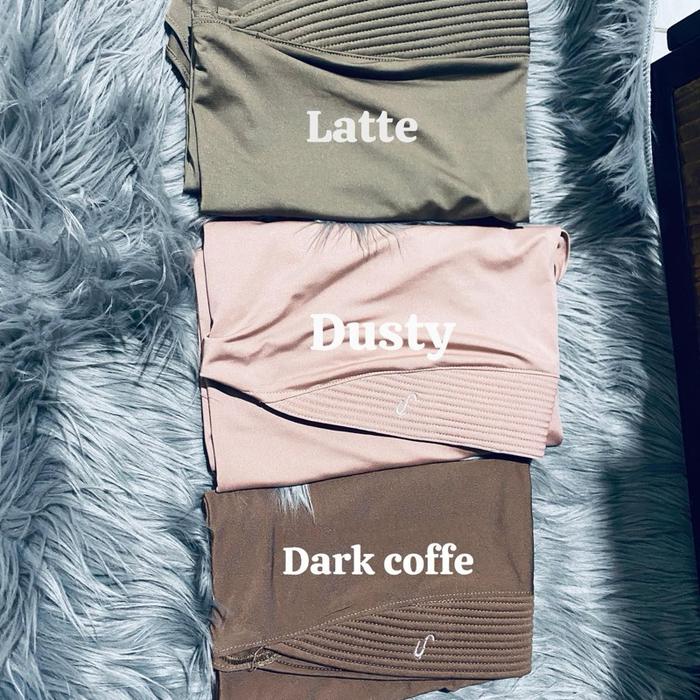 Bergo Hamidah Size L - Pilihan Warna Latte Dusty & Dark Coffee untuk Kenyamanan Anda