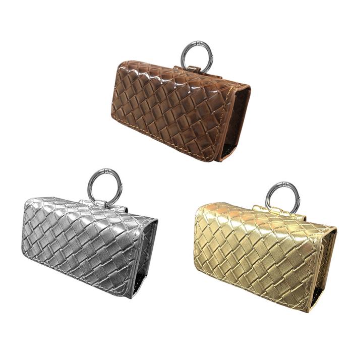Tas Bola Golf Mini Tas Penyimpanan Bola Golf Kulit Garis