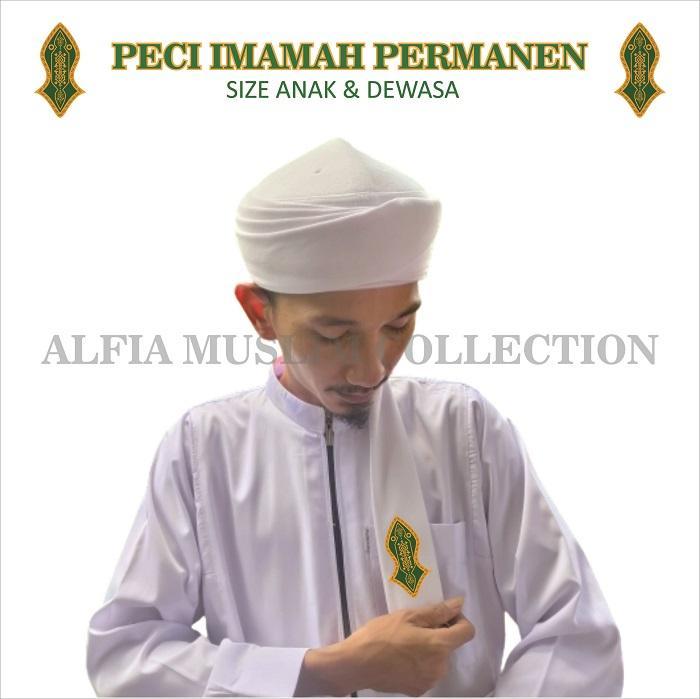 Peci Imamah Permanen Sorban Imamah Panjang 3 Meter Size 1-10 Hitam Putih Hijau Model Random