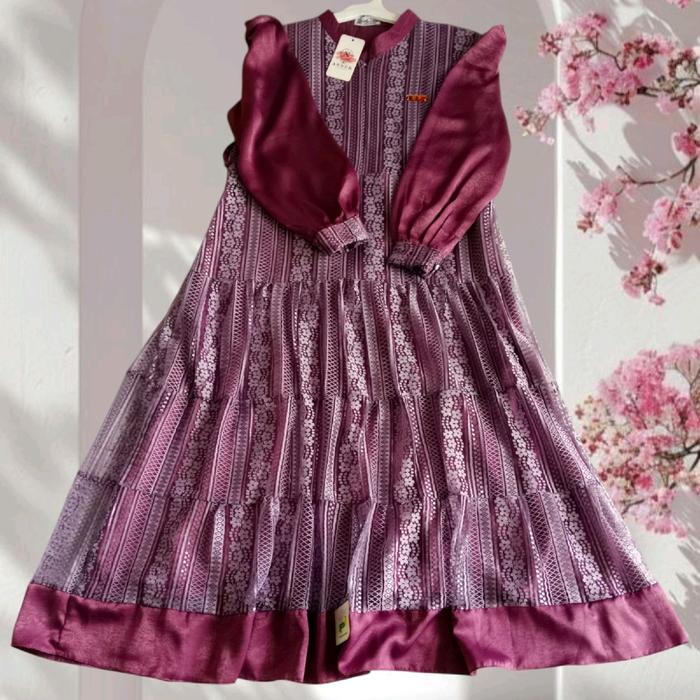 Baju gamis brukat annur hkc Syari Lebaran.